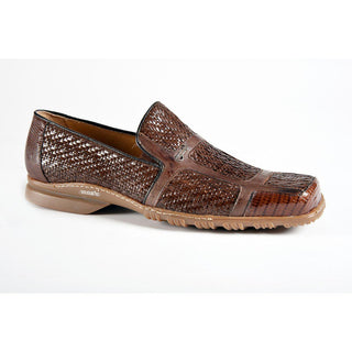 Mauri Men's Designer Shoes Brown Woven / Calf-Skin Leather Loafers 9299 (MAO1046) (Made to Order)-AmbrogioShoes