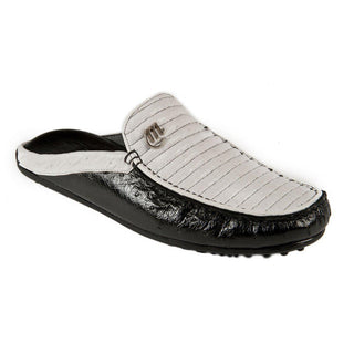Mauri Men's Designer Shoes Classic Black & White Ostrich Sandals 3471 (MAO1036) (Special Order)-AmbrogioShoes