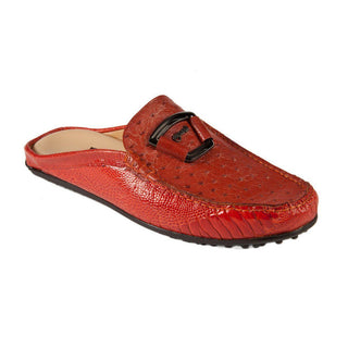 Mauri Men's Designer Shoes Gerbera Red Ostrich Leg Sandals 3463 (MAO1034) (Special Order)-AmbrogioShoes