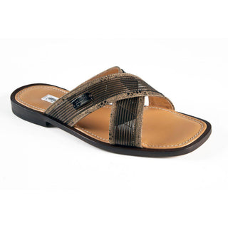 Mauri Men's Designer Shoes Gold & Brown Caslf-Skin Leather Sandals 5058 (MAO1012) (Special Order)-AmbrogioShoes