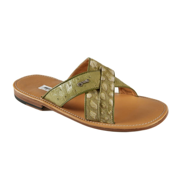 Mauri Men's Shoes Green Apple Pony / Ostrich Sandals 1681-2 (MAO1007)-AmbrogioShoes
