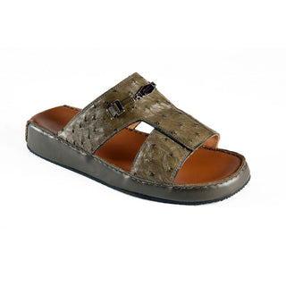 Mauri Men's Designer Shoes Green Forest Ostrich Sandals 5039-1 (MAO1052) (Special Order)-AmbrogioShoes
