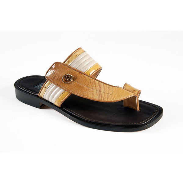 Mauri Men's Shoes Rust & Beige Ostrich / Nappa Sandals 1879-3 (MAO1009)-AmbrogioShoes