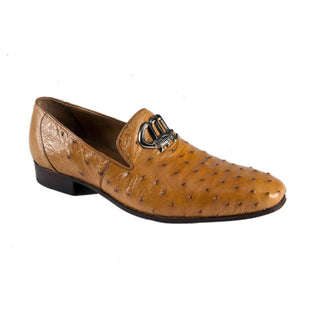 Mauri Men's Designer Shoes Tobacco Exotic Ostrich Loafers 4821 (MAO1022) (Special Order)-AmbrogioShoes