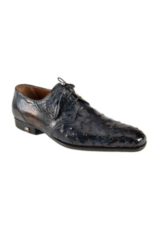 Mauri Men's Designer Shoes Wonder Blue Exotic Ostrich Wingtip Oxfords 1188-1 (MAO1018) (Made to Order)-AmbrogioShoes