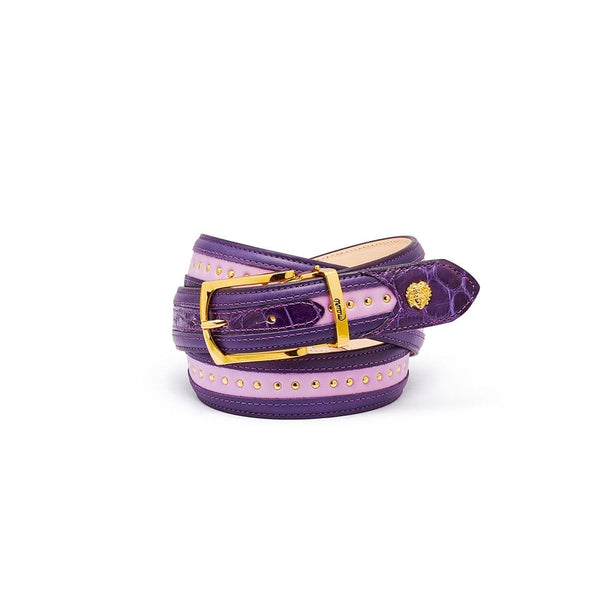 Mauri Men's Purple & Amethist Exotic Alligator / Calf-Skin Leather Belt (MAB1011)-AmbrogioShoes