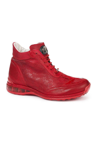 Mauri Men's Red Baby Croc & Embossed Calf-skin Leather Sneakers 8510(MA4814)-AmbrogioShoes