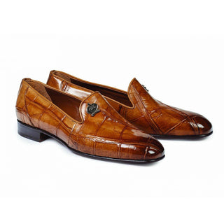 Mauri Men's Shoes Ghiberti Brandy Alligator Loafers 1017 (MA4624) (Special Order)-AmbrogioShoes