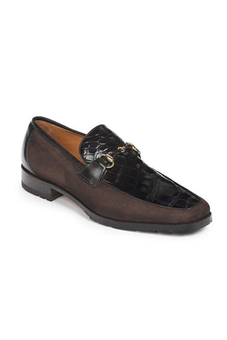 Mauri Men's Ulivo Dark Brown Alligator Body & Calf-skin Leather Loafers 4877(MA4809)-AmbrogioShoes