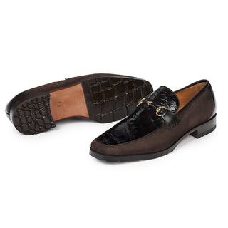 Mauri Men's Ulivo Dark Brown Alligator Body & Calf-skin Leather Loafers 4877(MA4809) (Special Order)-AmbrogioShoes