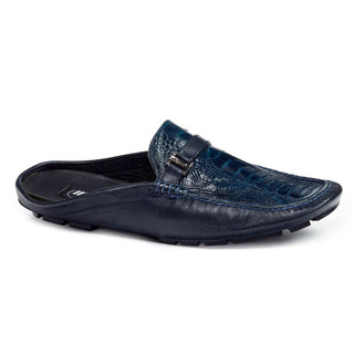 Mauri Navy Nappa & Ostrich Leg Sandals 3127 (MA4419)-AmbrogioShoes