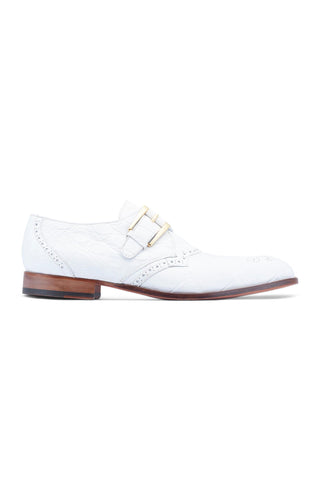 Mauri Nitti 3281 White Alligator Monk Strap (MA5514)-AmbrogioShoes