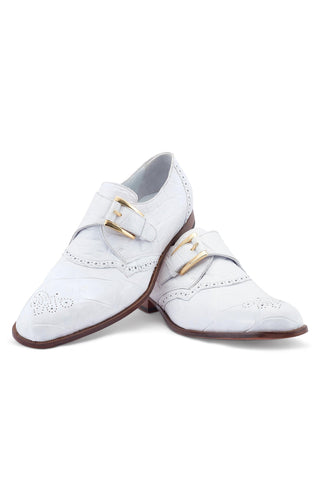 Mauri Nitti 3281 White Exotic Alligator Monk Strap (MA5514)-AmbrogioShoes