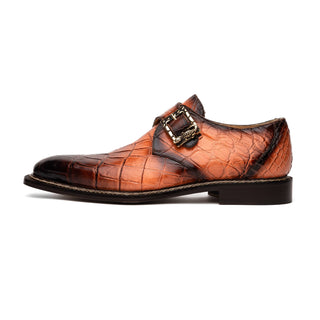 Mauri Nitti 3281/2 Men's Shoes Peach with T.Moro Finish Exotic Alligator Monk Strap (MA5601) (Special Order)-AmbrogioShoes
