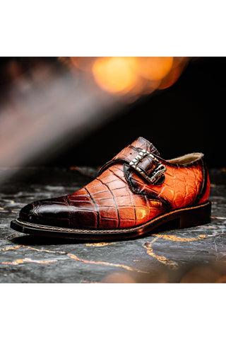 Mauri Nitti 3281/2 Peach with T.Moro Finish Alligator Monk Strap (MA5601)