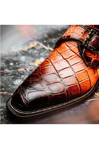 Mauri Nitti 3281/2 Peach with T.Moro Finish Alligator Monk Strap (MA5601)
