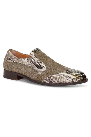 Mauri Olive Green Spiga Exotic Snakeskin / Pony Loafers 4748(MA4111) (Made to Order)-AmbrogioShoes