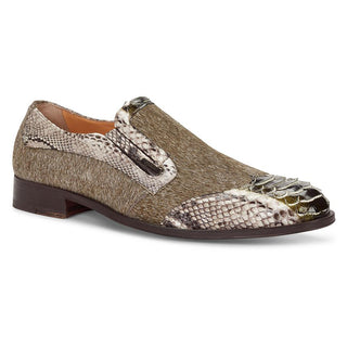Mauri Olive Green Spiga Exotic Snakeskin / Pony Loafers 4748(MA4111) (Special Order)-AmbrogioShoes