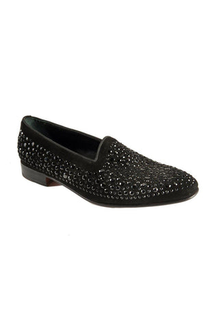 Mauri Onda Black Crystalized Suede Loafers 3031 (MAO1014)-AmbrogioShoes