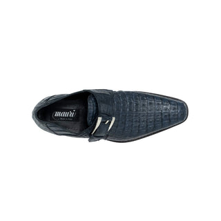 Mauri Opulent Men's Shoes Blue Hornback Alligator Monkstraps Loafers 1172 (MA5100)-AmbrogioShoes