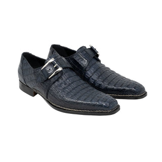Mauri Opulent Men's Designer Shoes Blue Hornback Alligator Monkstraps Loafers 1172 (MA5100) (Special Order)-AmbrogioShoes
