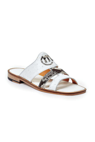 Mauri Ostrich & Snakeskin White Sandals Art 1255/1 (MA4660)
