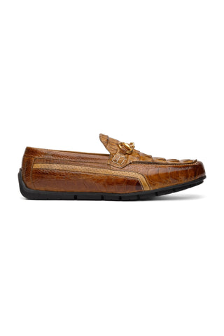 Mauri Polo 3501 Hornback / Ostrich Leg / Leather Moccasin Horsebit Driver (MA5604)-AmbrogioShoes