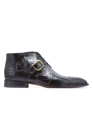 Mauri Professor 4960 Black Crocodile / Ostrich Leg Chukka Boots (MA5263)