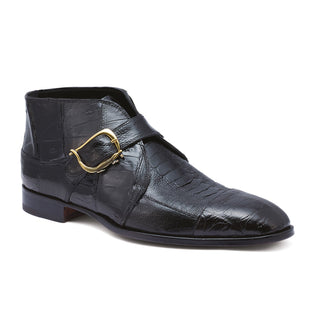 Mauri Professor 4960 Men's Shoes Black Exotic Crocodile / Ostrich Leg Chukka Boots (MA5263) (Special Order)-AmbrogioShoes