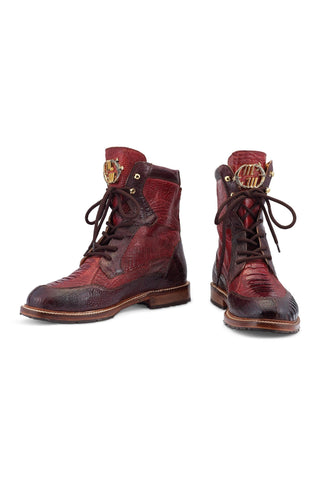 Mauri Recon 4989 T Moro Red & Gold Ostrich Combat Boots (MA5482)
