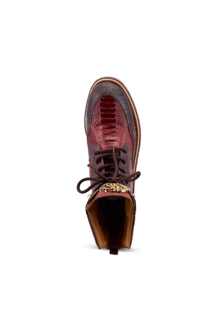 Mauri Recon 4989 T Moro Red & Gold Ostrich Combat Boots (MA5482)