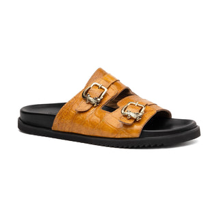 Mauri Reef 5199 Exotic Alligator Skin & Ostrich Leg Slip-on Sandals (MA5606)(Made to Order)-AmbrogioShoes