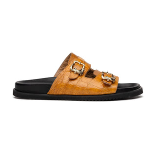 Mauri Reef 5199 Exotic Alligator Skin & Ostrich Leg Slip-on Sandals (MA5606)(Made to Order)-AmbrogioShoes