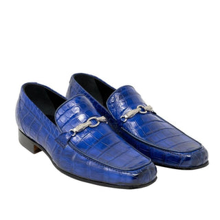 Mauri Regal Men's Designer Shoes Royal Blue Exotic Alligator Loafers 4894-2 (MA5126) (Special Order)-AmbrogioShoes