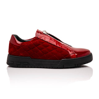 Mauri Regata 8478/10 Exotic Crocodile / Quilted Velvet / Patent Leather Slip-On Sneakers (MA5648)(Made to Order)-AmbrogioShoes