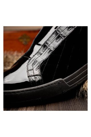 Mauri Regata 8478/10 Exotic Crocodile / Quilted Velvet / Patent Slip-On Sneakers (MA5648)-AmbrogioShoes