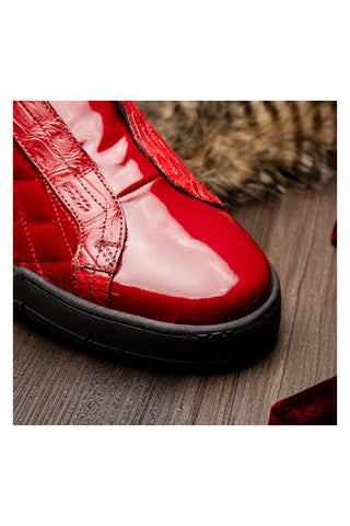 Mauri Regata 8478/10 Exotic Crocodile / Quilted Velvet / Patent Slip-On Sneakers (MA5648)-AmbrogioShoes