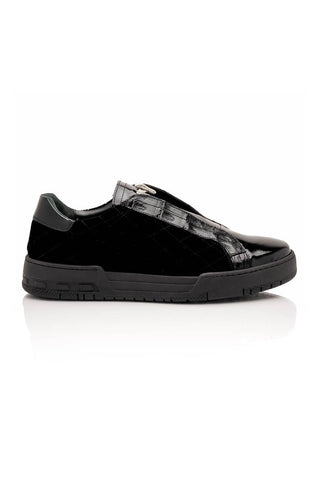 Mauri Regata 8478/10 Exotic Crocodile / Quilted Velvet / Patent Slip-On Sneakers (MA5648)-AmbrogioShoes