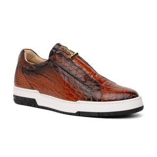 Mauri Regata 8478/2 Men's Shoes Cognac with T.moro Finish Exotic Alligator Casual Slip-On Sneakers (MA5620) (Special Order)-AmbrogioShoes