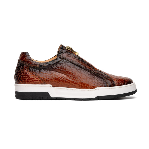 Mauri Regata 8478/2 Men's Shoes Cognac with T.moro Finish Exotic Alligator Casual Slip-On Sneakers (MA5620)-AmbrogioShoes