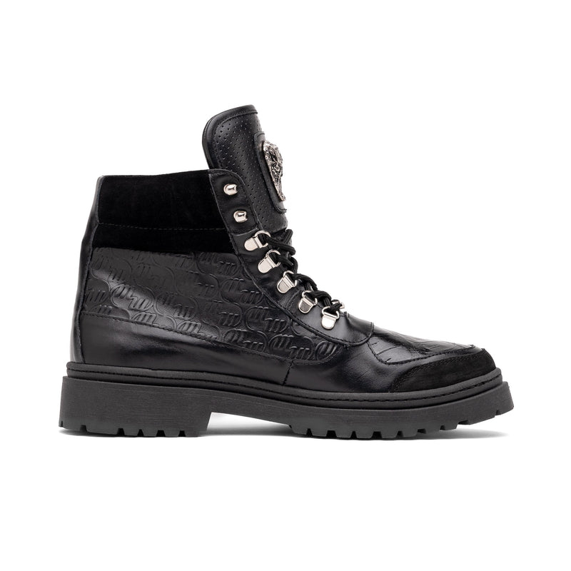 Mauri 3271 Men's Shoes Black Exotic Crocodile / Nubuck / Nappa Leather Boots (MA5586)-AmbrogioShoes