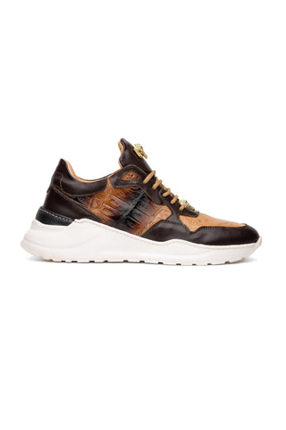 Mauri Runner 8457/1 Sport Rust & Dune Crocodile / Nappa Leather Casual Bubble Sneakers (MA5619)