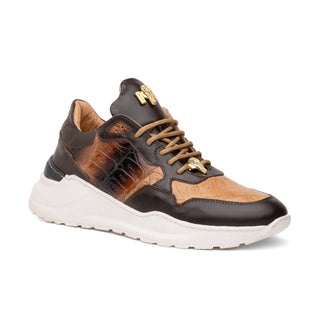 Mauri Runner 8457/1 Sport Rust & Dune Exotic Crocodile / Nappa Leather Casual Bubble Sneakers (MA5619)(Made to Order)-AmbrogioShoes