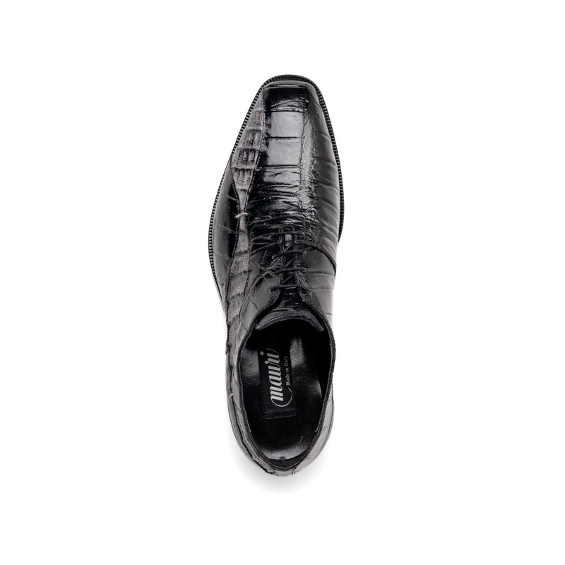 Mauri 3227 Men's Shoes Black & Light Gray Exotic Alligator / Hornback Oxfords (MA5582)-AmbrogioShoes