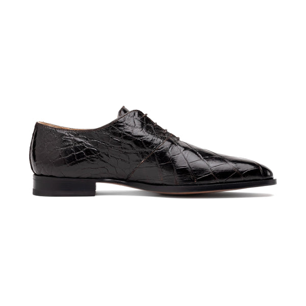 Mauri 3227 Men's Shoes Black & Gold Exotic Alligator / Hornback Oxfords (MA5583)-AmbrogioShoes