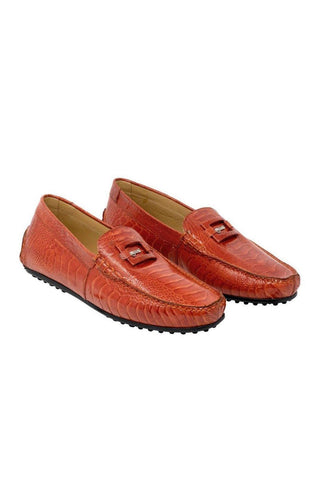 Mauri Scenic Gerbera Red Exotic Ostrich Loafers 3405 (MA5118)-AmbrogioShoes