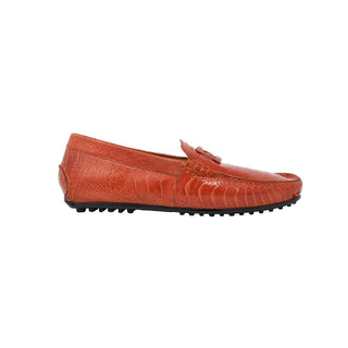 Mauri Scenic Men's Shoes Gerbera Red Exotic Ostrich Loafers 3405 (MA5118)-AmbrogioShoes