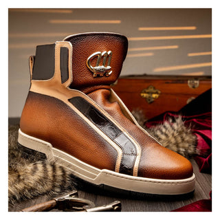 Mauri Sleek 8497 Men's Shoes Exotic Crocodile / Time / Nappa Leather Sneakers (MA5650) (Special Order)-AmbrogioShoes