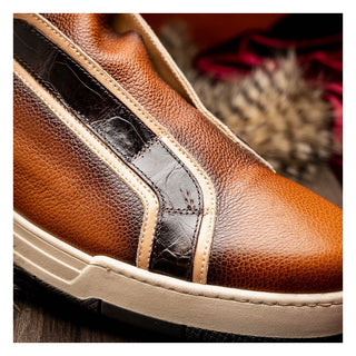 Mauri Sleek 8497 Men's Shoes Exotic Crocodile / Time / Nappa Leather Sneakers (MA5650) (Special Order)-AmbrogioShoes