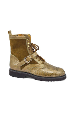 Mauri Soldier 4997 Exotic Ostrich Leg / Suede Hiking Boots (MA5479)-AmbrogioShoes